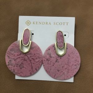 Kendra Scott Didi Earrings Pink Rhodonite Gold NEW